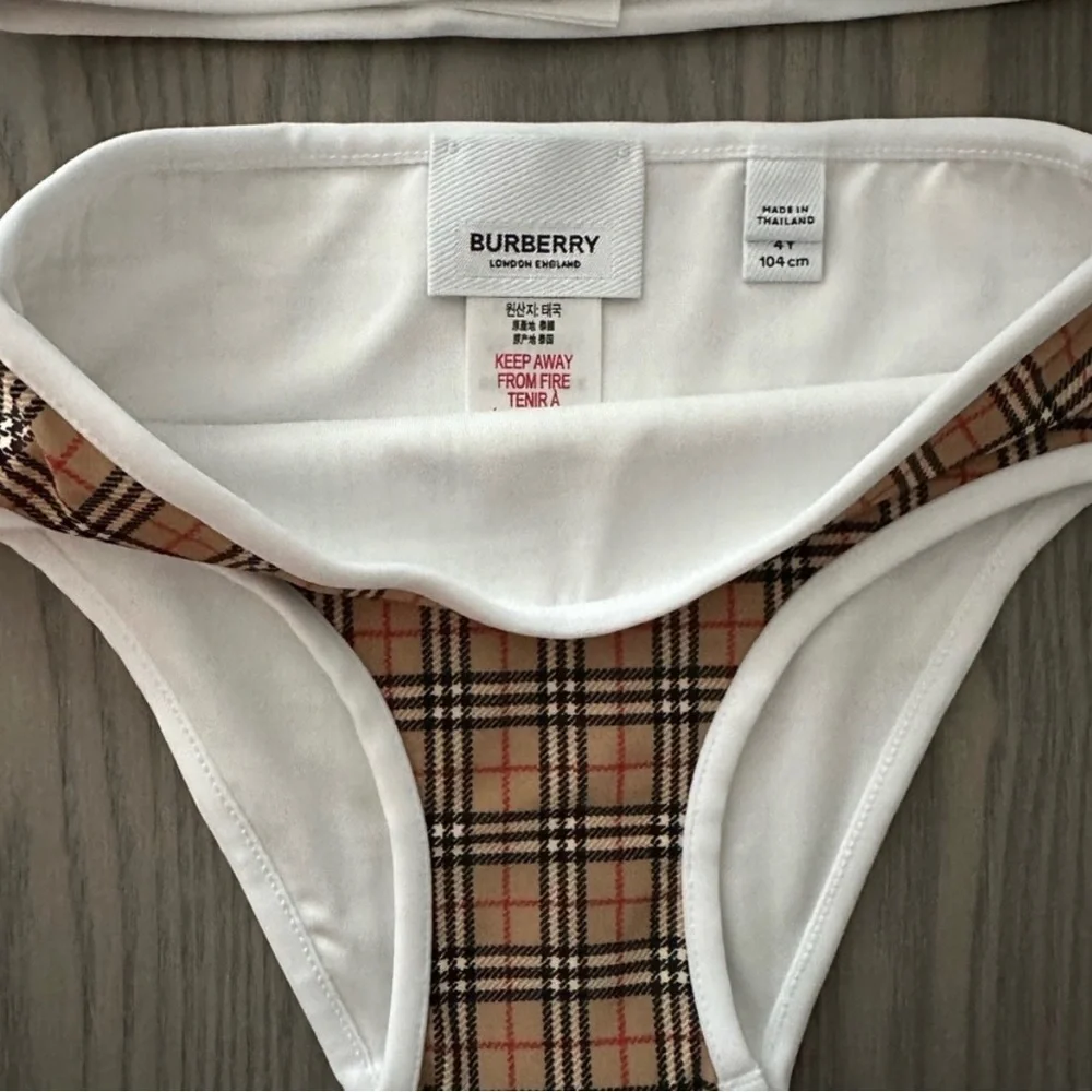 BURBERRY GIRLS MICRO CHECK TWO-PIECE SWIMSUIT